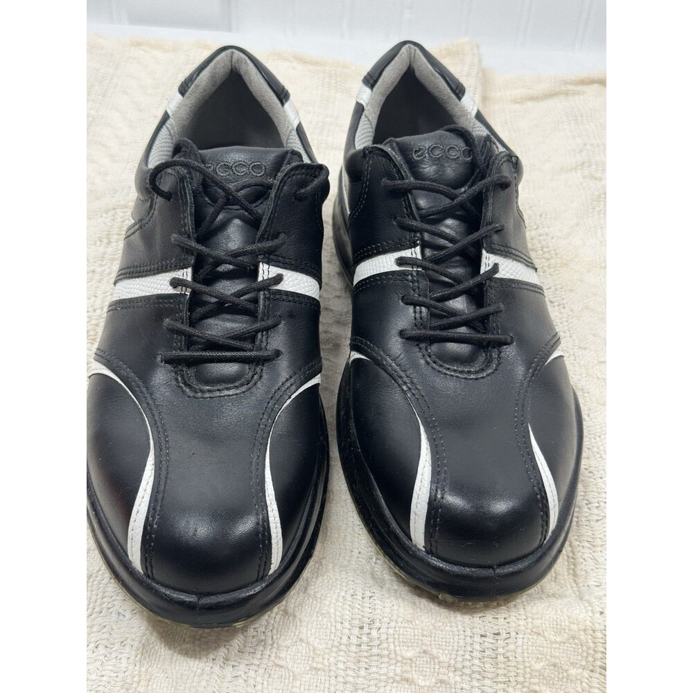 Womens Ecco size 38) Black Leather Soft Spikes Golf Shoes Loafers Sneakers